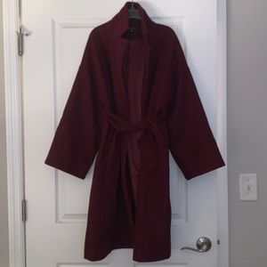 Size small, merlot colored, oversized pea coat. Never worn.
